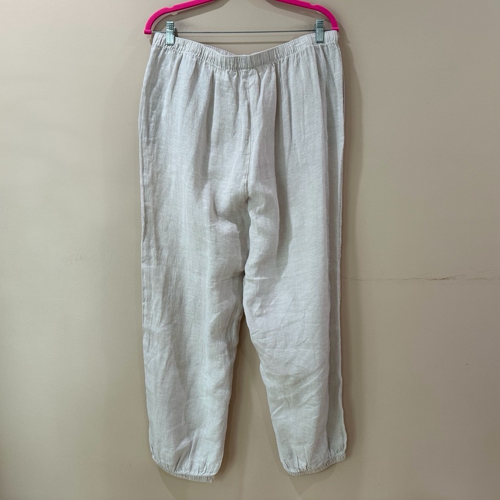 Joie Jogger Pants Beige 100% Linen Wide Pull On Beach Minimalist Women’s XL - Picture 2 of 6